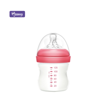 momeasy natural glass feeding bottle 120ml red 44911